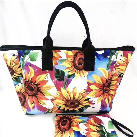 Sunflower Explosion Neoprene Tote - Picture 1 of 2